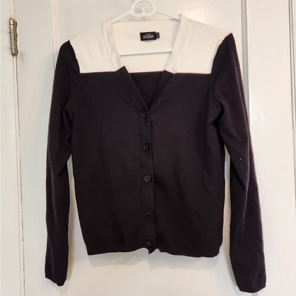 Kate Spade Xs Top Cardigan Sweater Vneck Button Down Colorblock